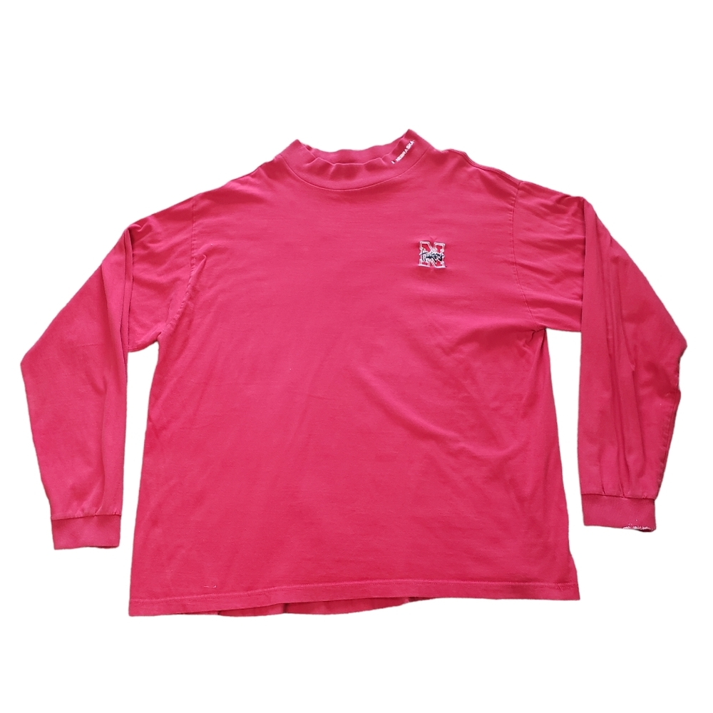 Vintage Nebraska Huskers Turtle Neck Long Sleeve Shirt NCAA Retro Red Oak XXL
